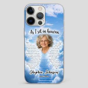 Personalized Grandpa “As I Sit In Heaven” Phone Case – A Hug From Above - 89Prints