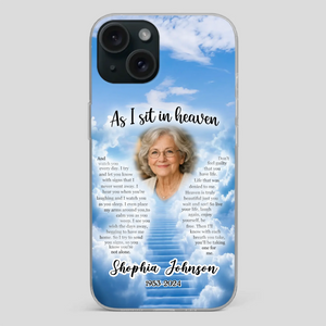 Personalized Grandpa “As I Sit In Heaven” Phone Case – A Hug From Above - 89Prints