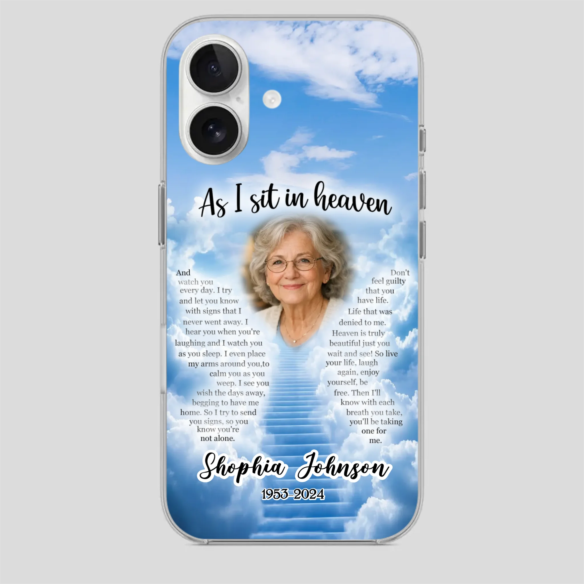 Personalized Grandpa “As I Sit In Heaven” Phone Case – A Hug From Above - 89Prints