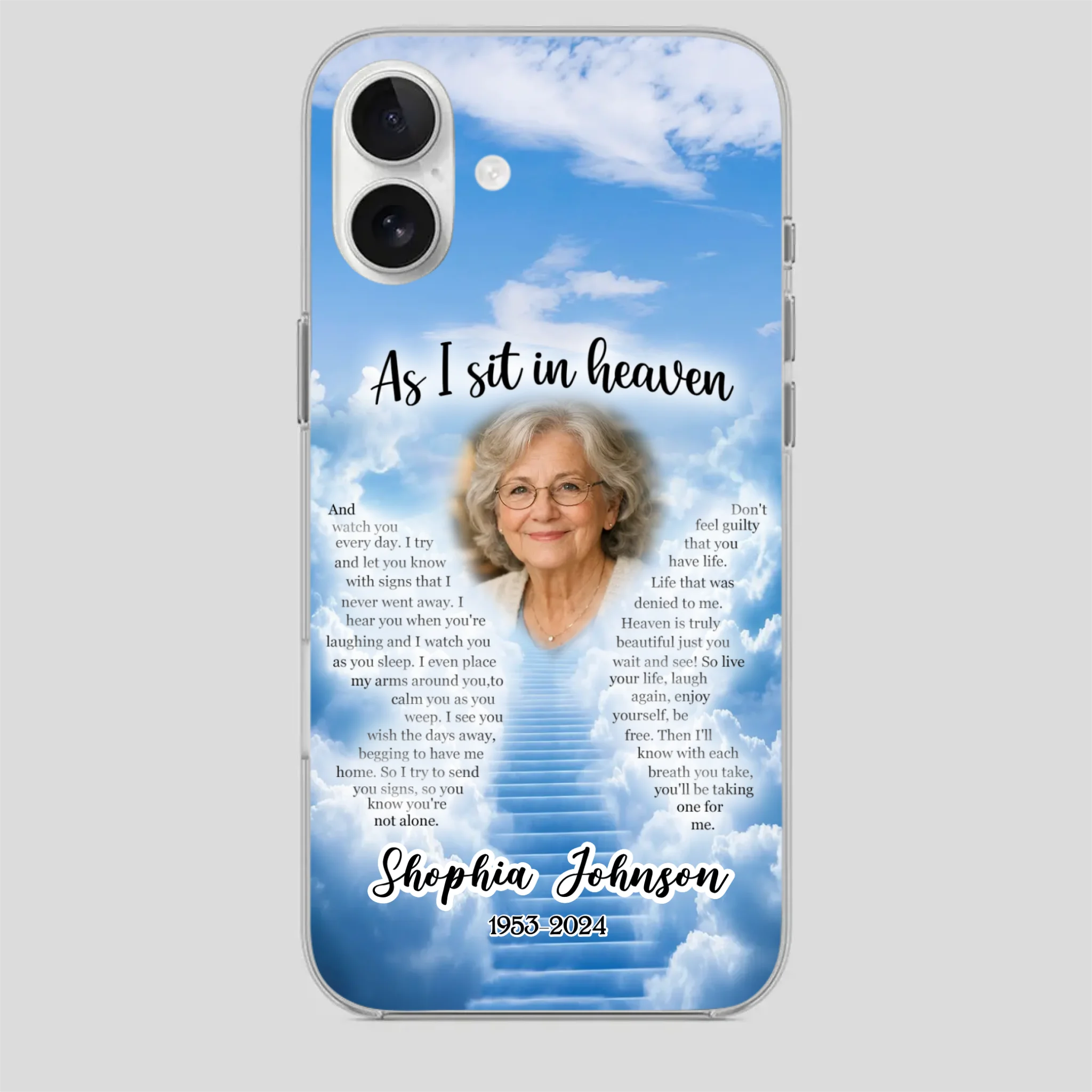 Personalized Grandpa “As I Sit In Heaven” Phone Case – A Hug From Above - 89Prints