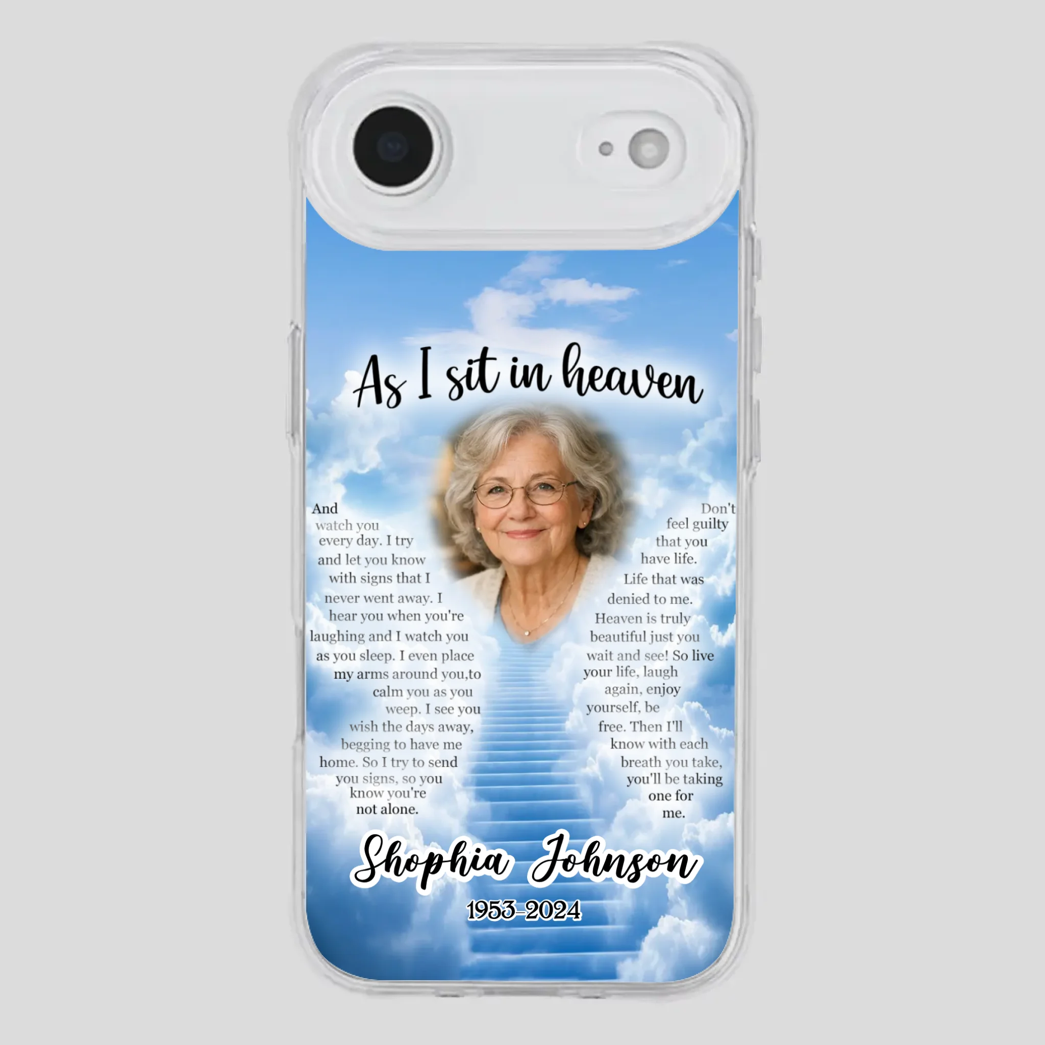 Personalized Grandpa “As I Sit In Heaven” Phone Case – A Hug From Above - 89Prints
