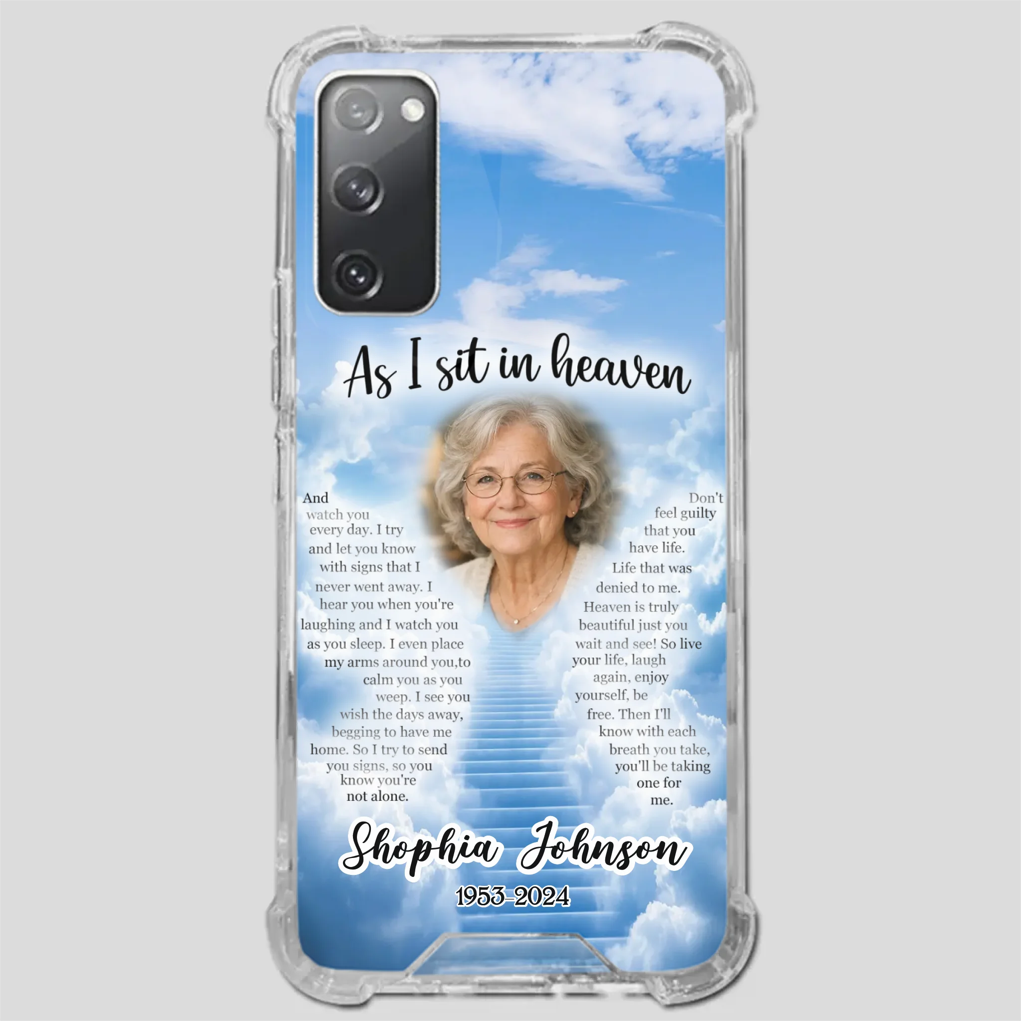 Personalized Grandpa “As I Sit In Heaven” Phone Case – A Hug From Above - 89Prints