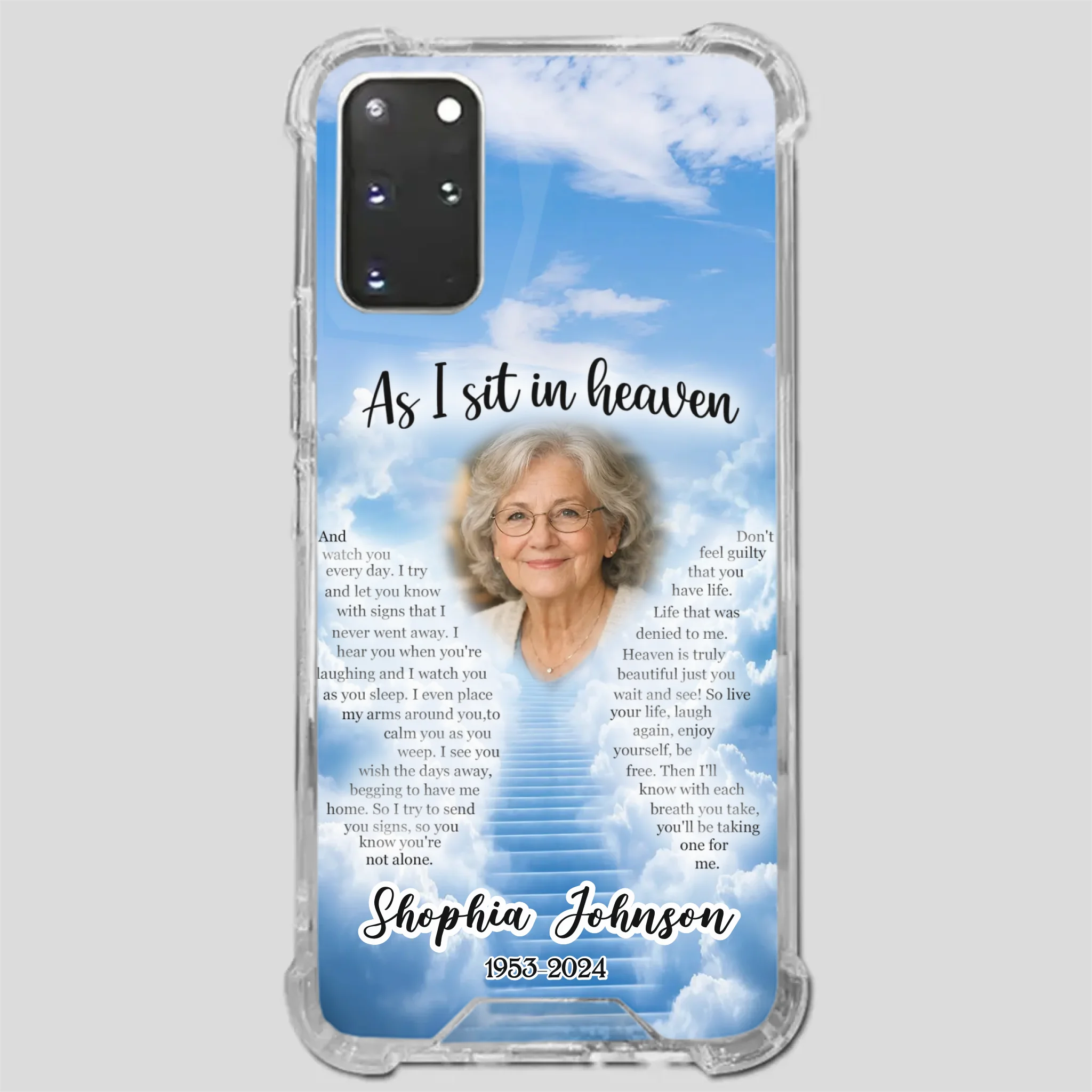 Personalized Grandpa “As I Sit In Heaven” Phone Case – A Hug From Above - 89Prints
