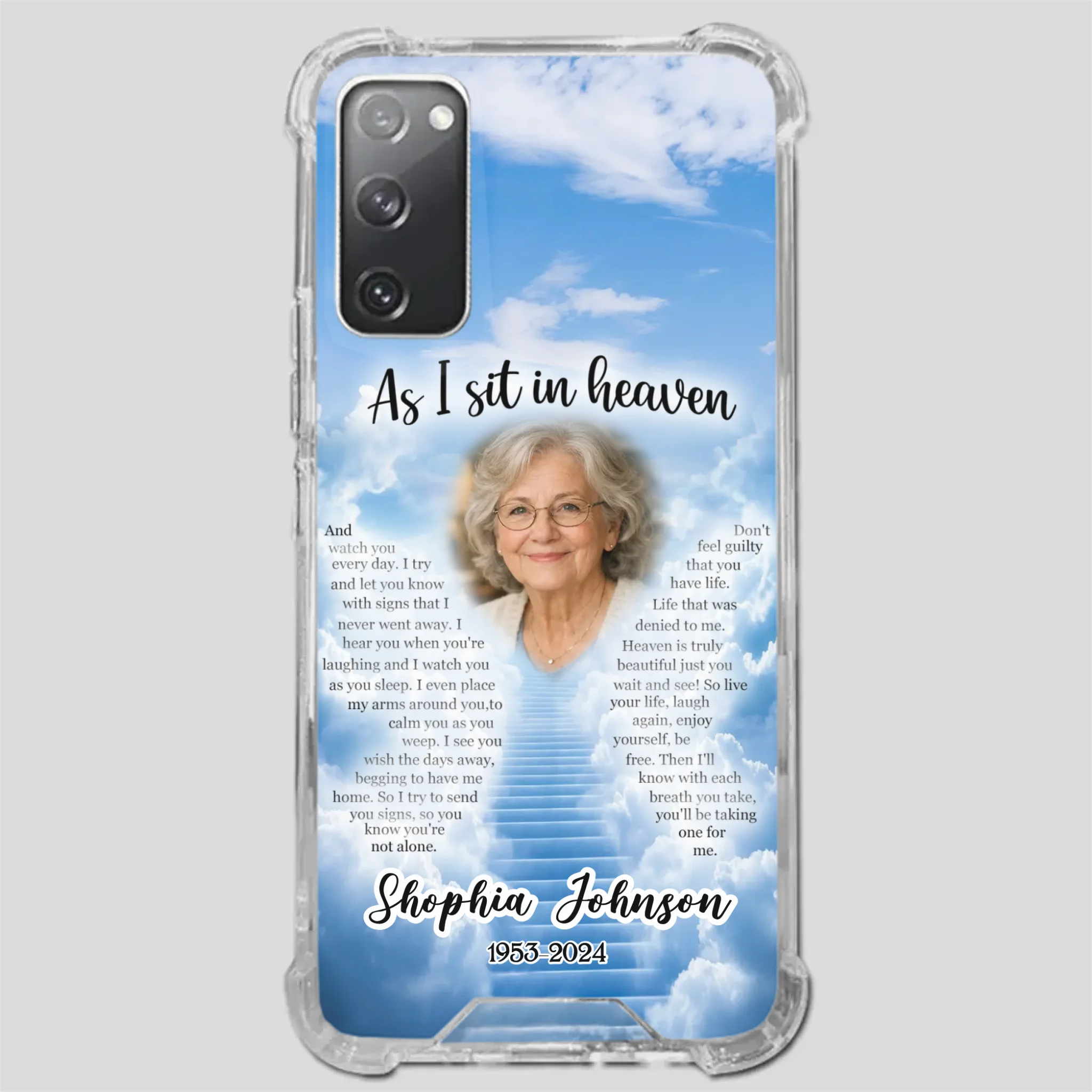 Personalized Grandpa “As I Sit In Heaven” Phone Case – A Hug From Above - 89Prints