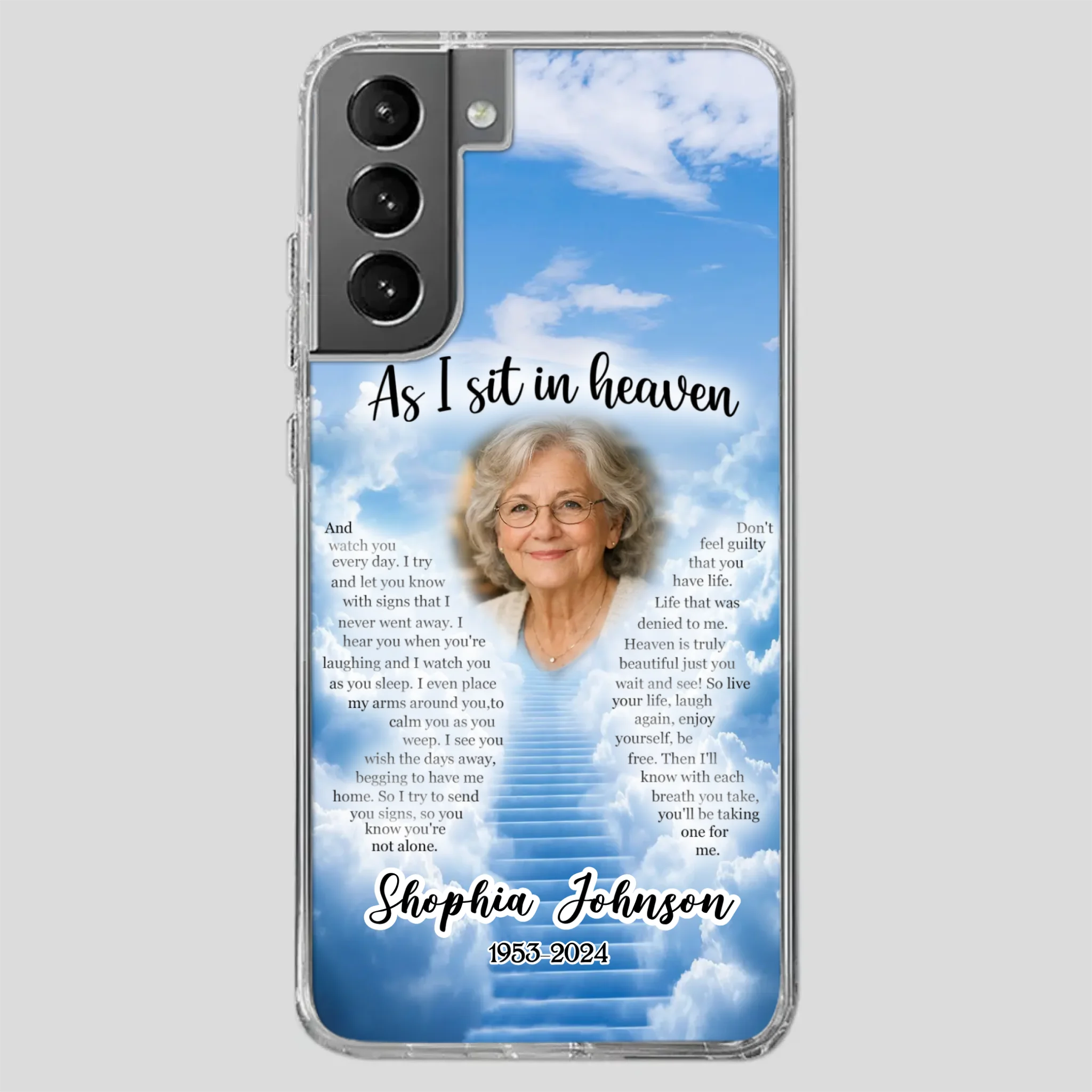 Personalized Grandpa “As I Sit In Heaven” Phone Case – A Hug From Above - 89Prints