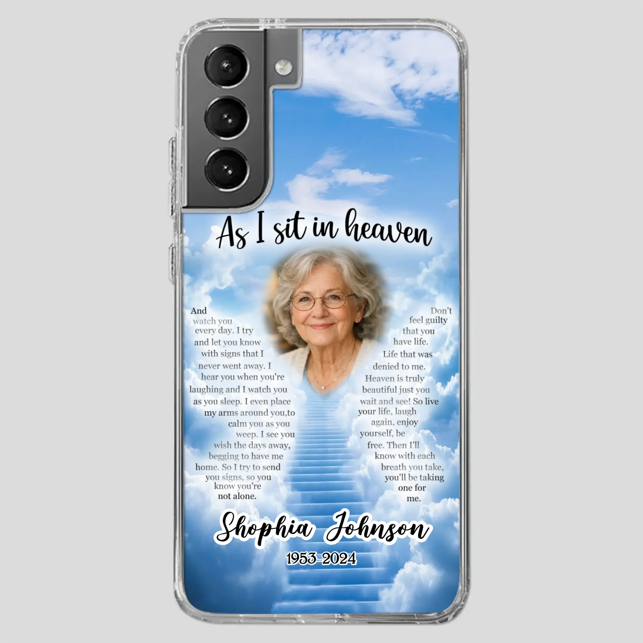 Personalized Grandpa “As I Sit In Heaven” Phone Case – A Hug From Above - 89Prints