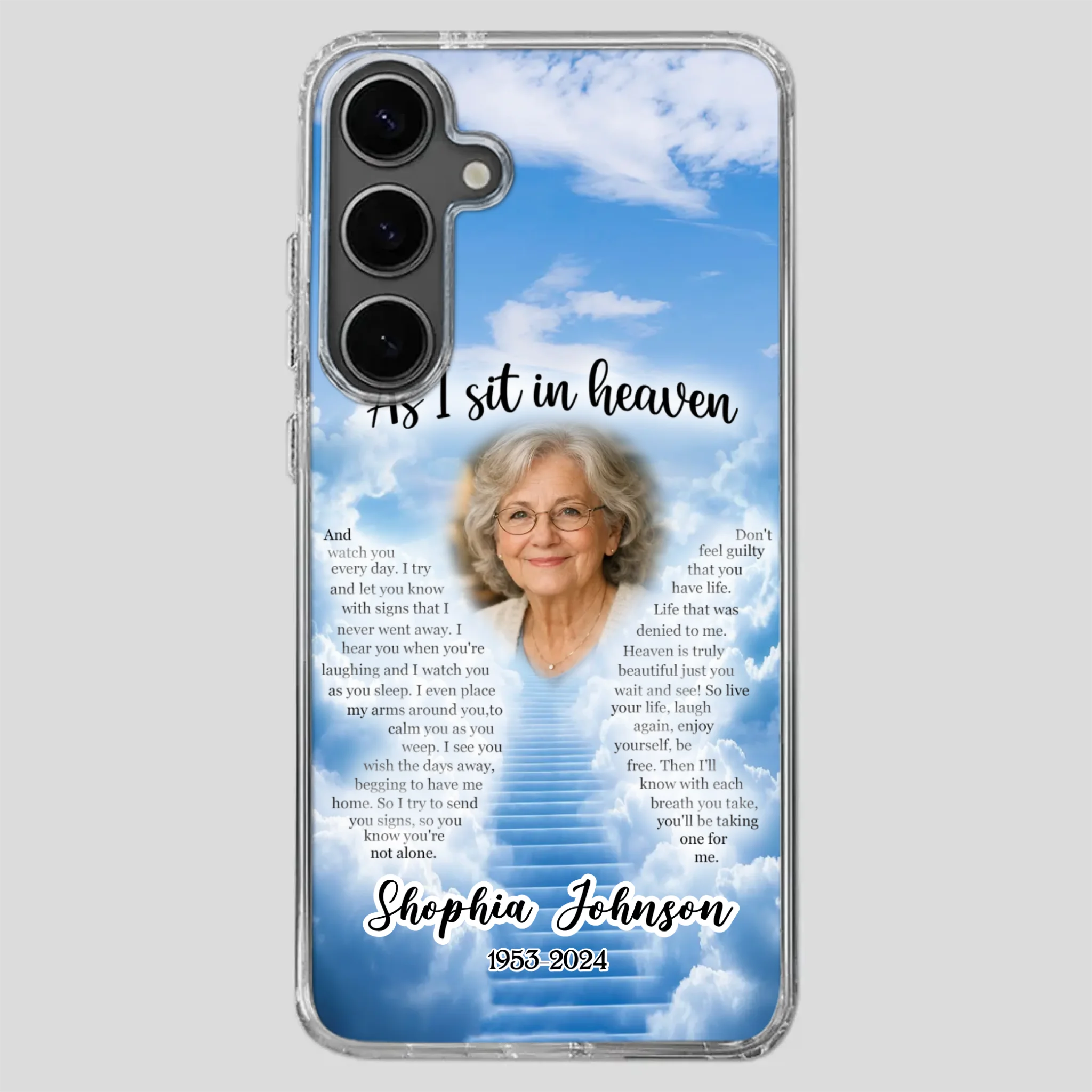 Personalized Grandpa “As I Sit In Heaven” Phone Case – A Hug From Above - 89Prints