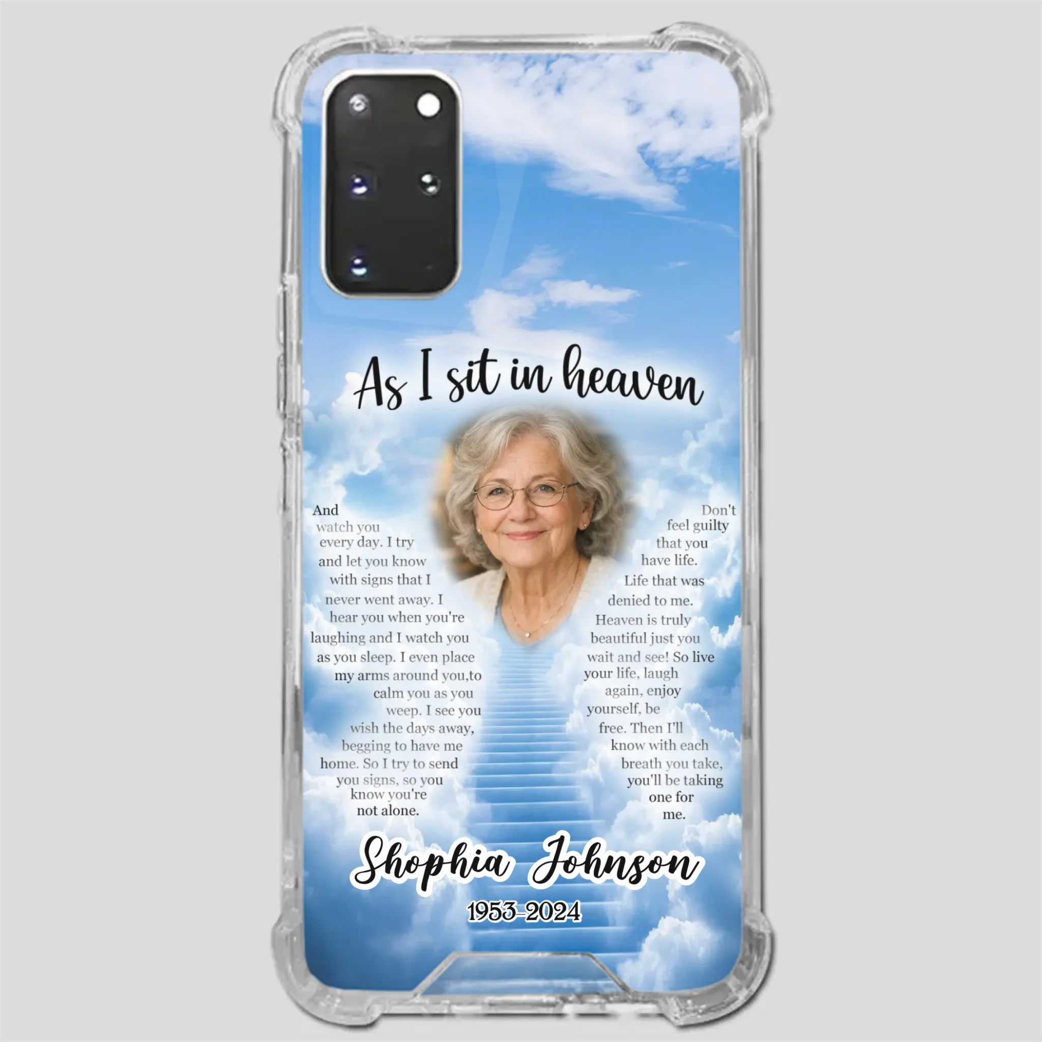 Personalized Grandpa “As I Sit In Heaven” Phone Case – A Hug From Above - 89Prints