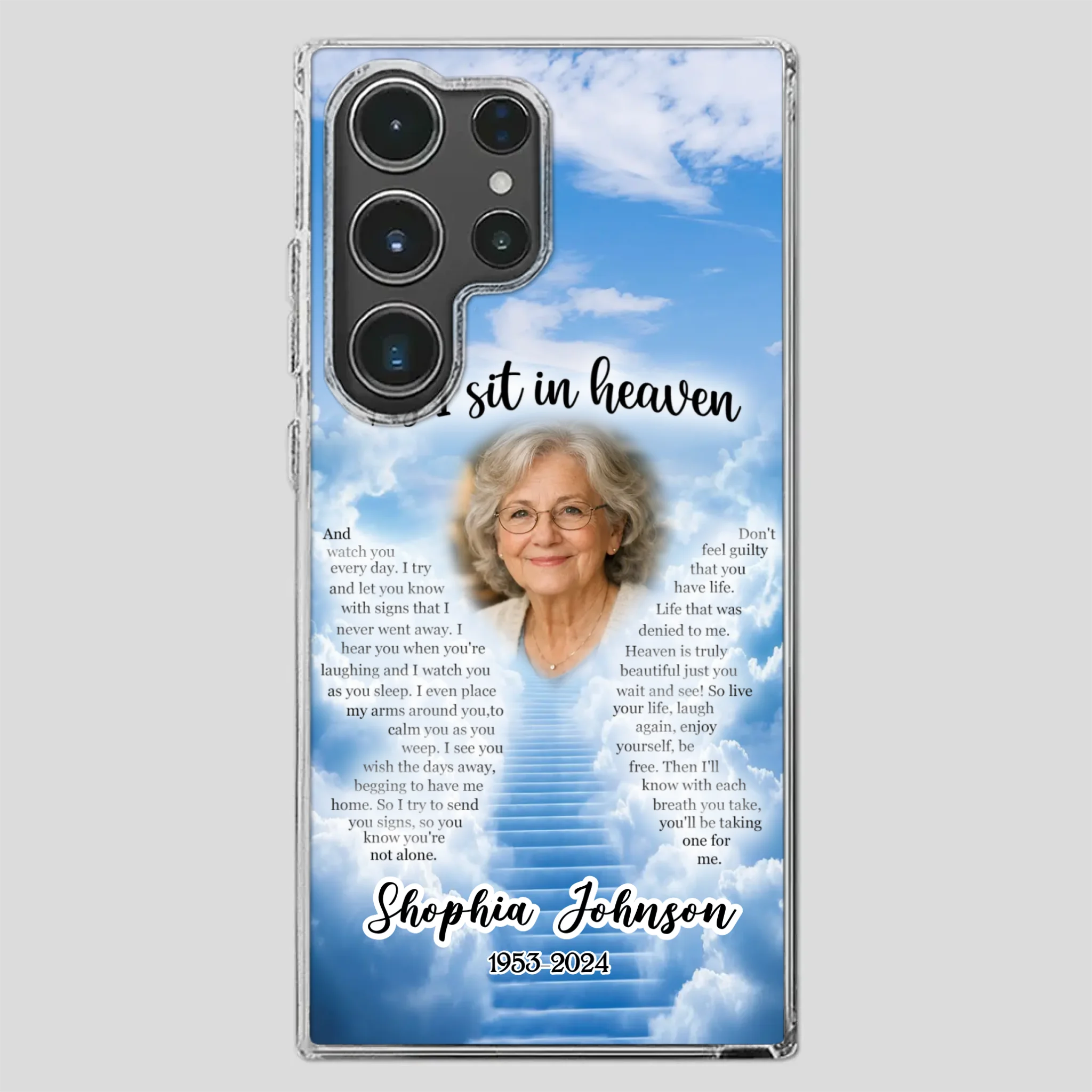 Personalized Grandpa “As I Sit In Heaven” Phone Case – A Hug From Above - 89Prints