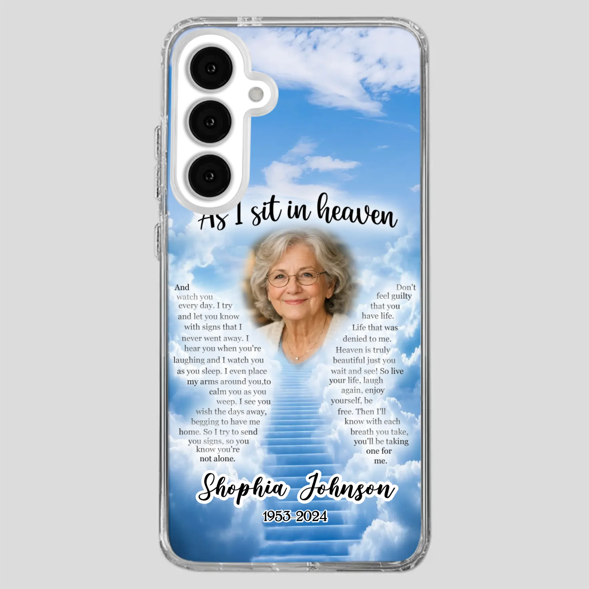 Personalized Grandpa “As I Sit In Heaven” Phone Case – A Hug From Above - 89Prints