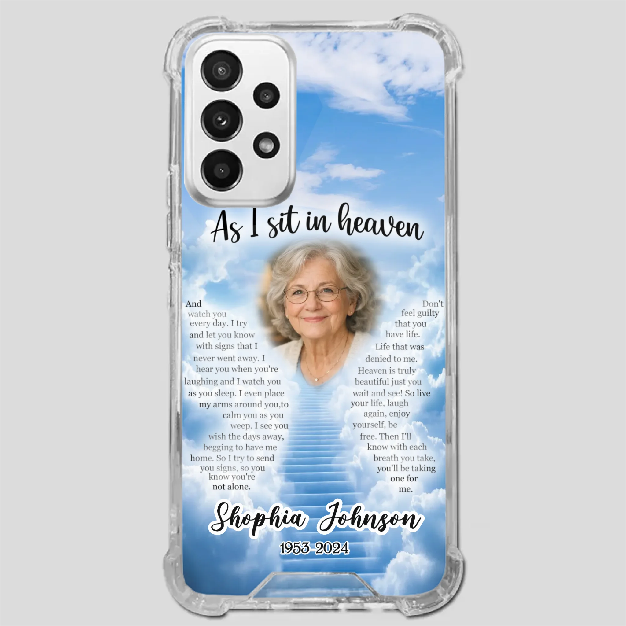 Personalized Grandpa “As I Sit In Heaven” Phone Case – A Hug From Above - 89Prints