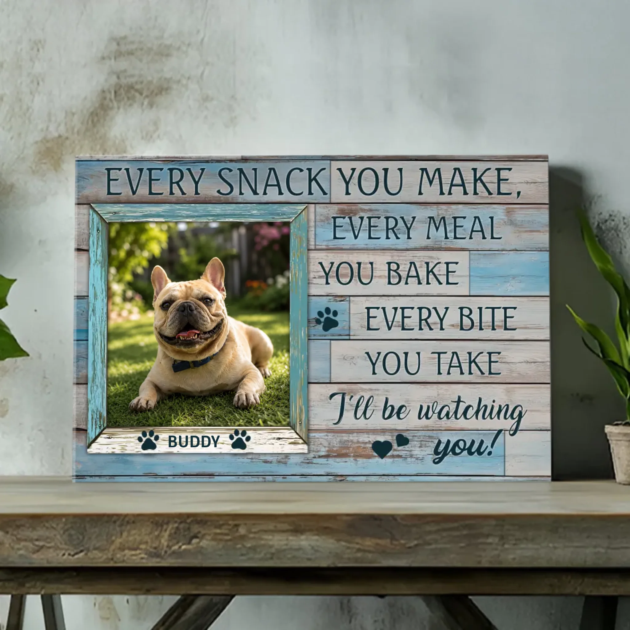 French Bulldog Canvas Wall Art - Personalized Vintage Wooden Style for Pet Lovers