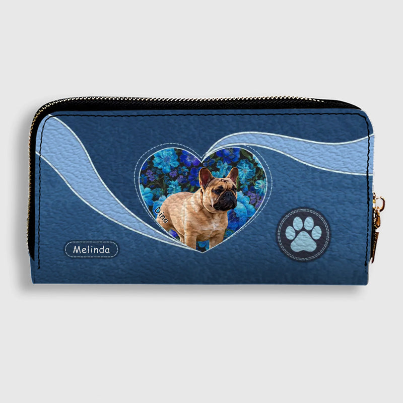Custom French Bulldog Photo Wallet - Personalized  Heart Design