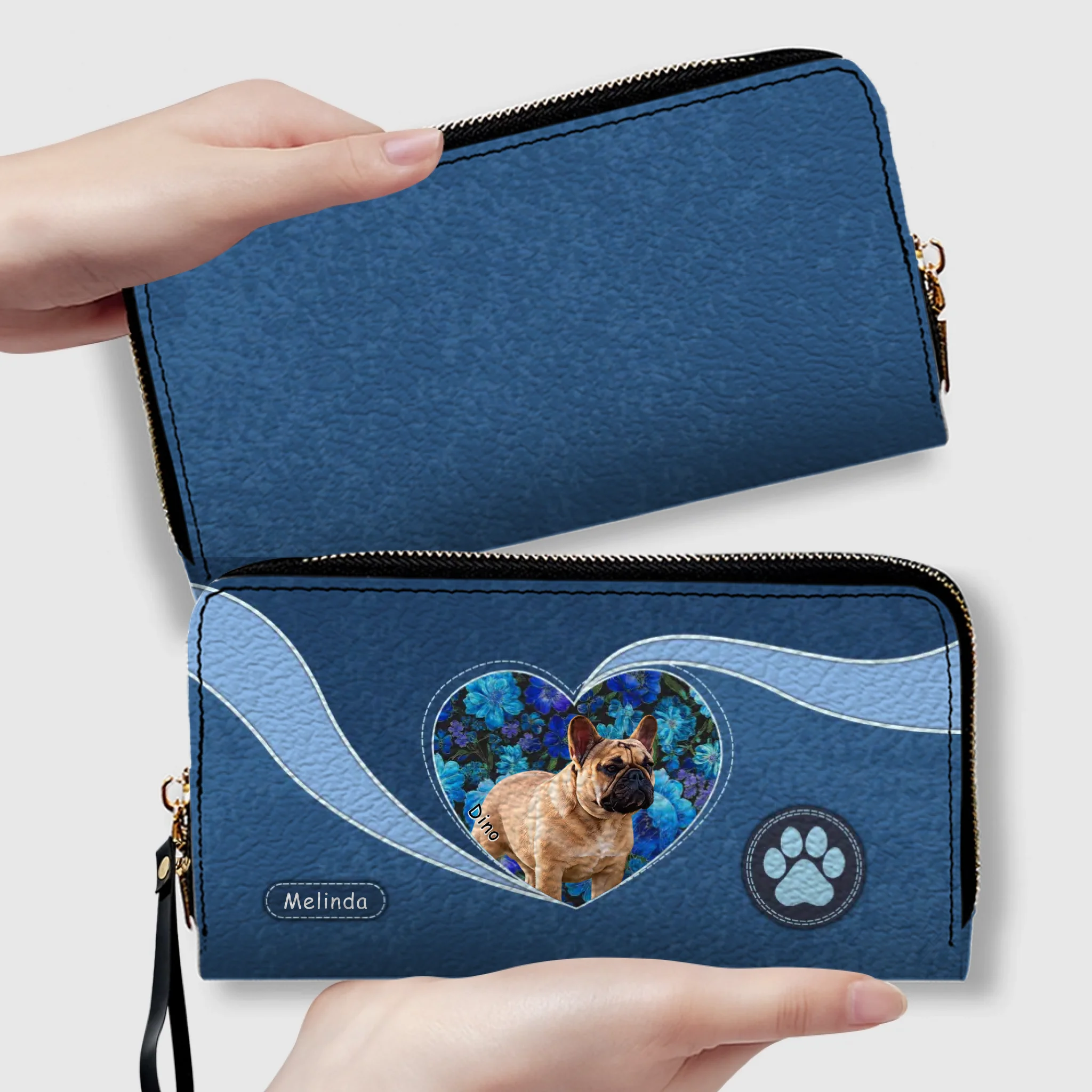 Custom French Bulldog Photo Wallet - Personalized  Heart Design