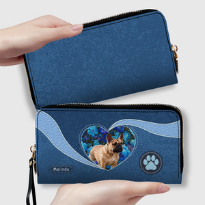 Custom French Bulldog Photo Wallet - Personalized  Heart Design
