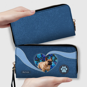 Custom French Bulldog Photo Wallet - Personalized  Heart Design
