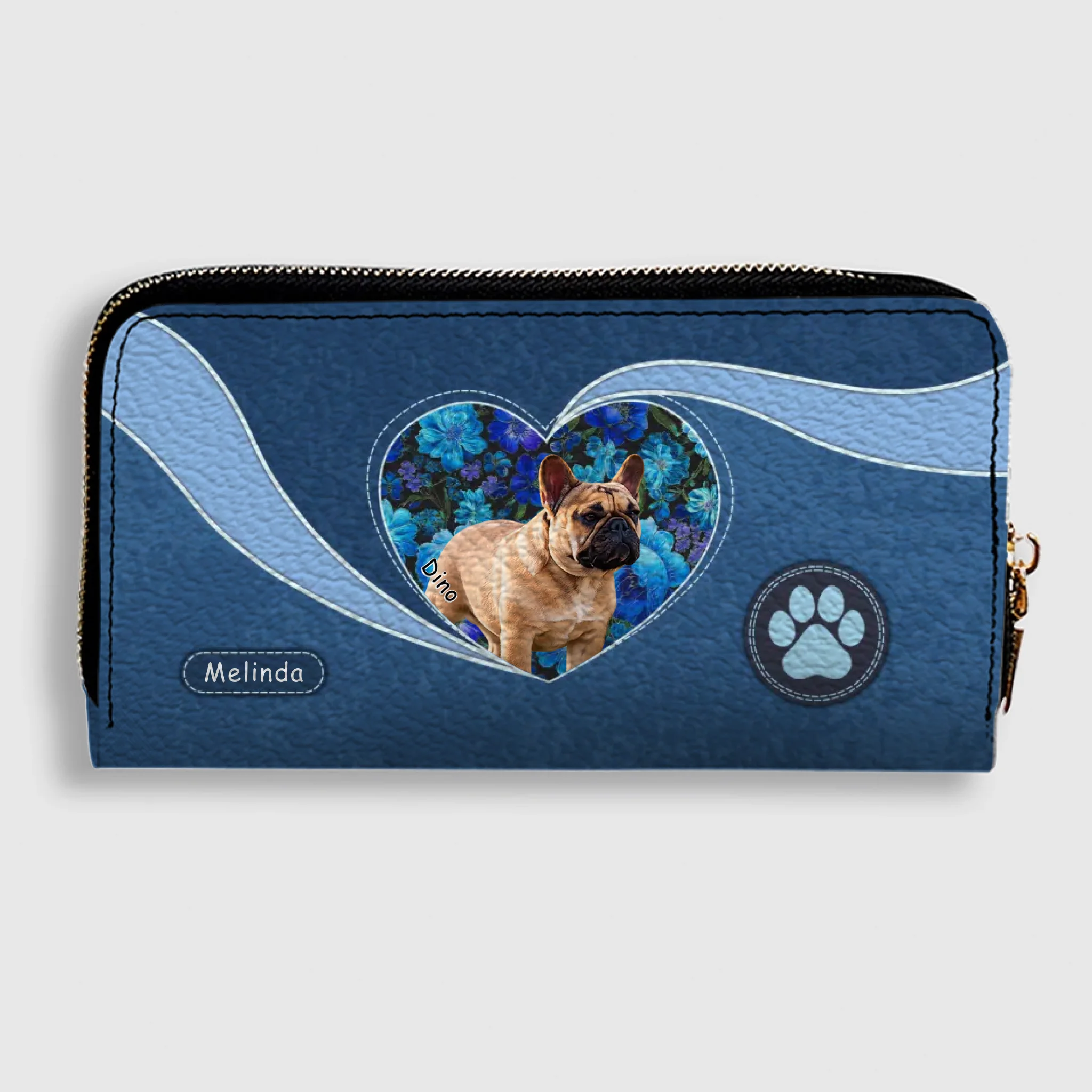Custom French Bulldog Photo Wallet - Personalized  Heart Design