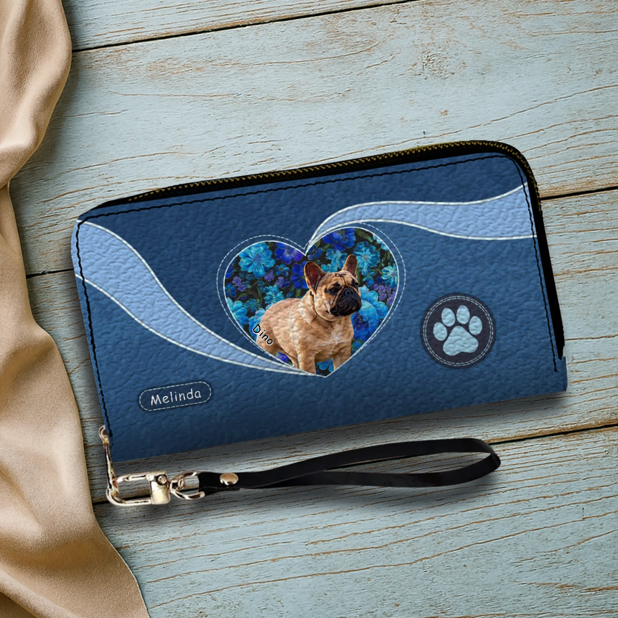 Custom French Bulldog Photo Wallet - Personalized  Heart Design