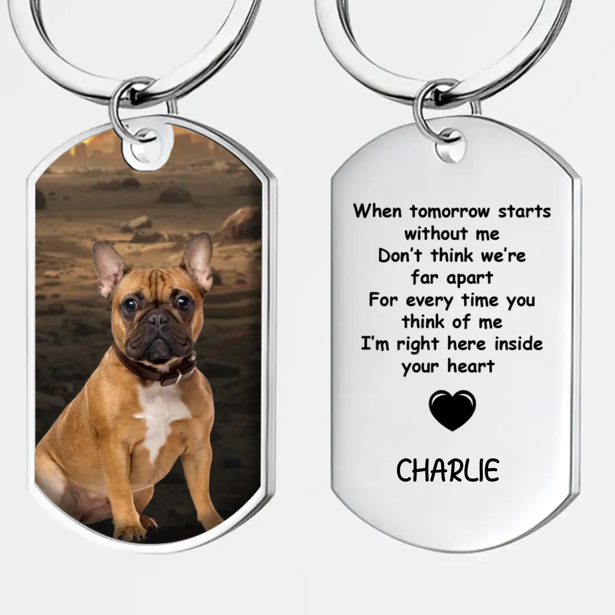 Personalized French Bulldog Memorial Keychain – Custom Dog Photo & Engraved Message