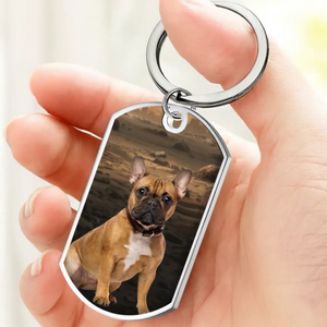 Personalized French Bulldog Memorial Keychain – Custom Dog Photo & Engraved Message