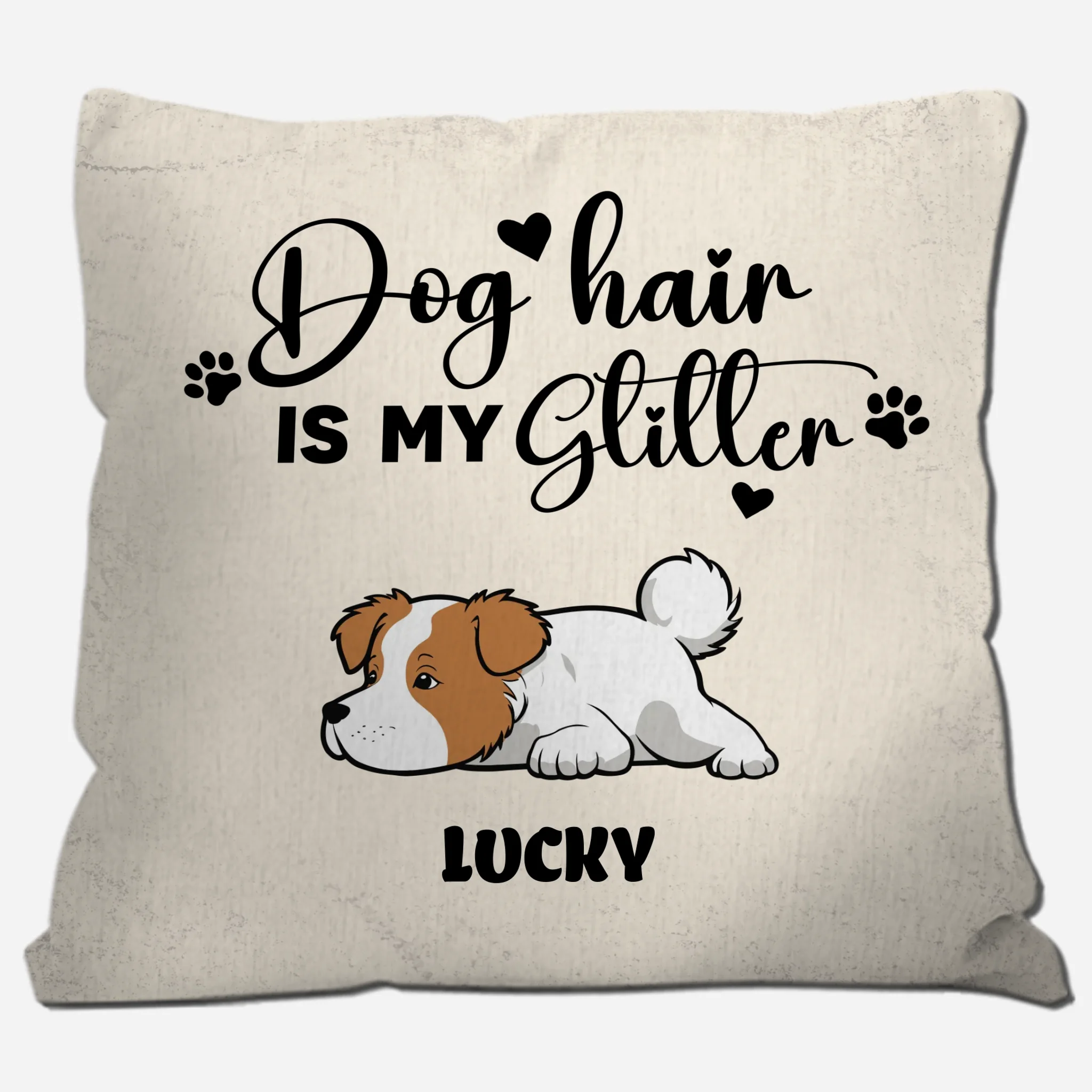 Dog Hair Is My Glitter Personalized Pillow Cover – Custom Dog Lover Gift with Dog Name
