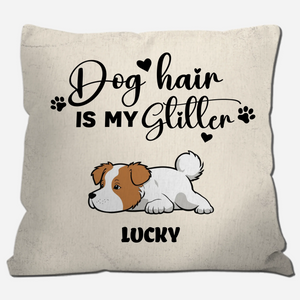 Dog Hair Is My Glitter Personalized Pillow Cover – Custom Dog Lover Gift with Dog Name
