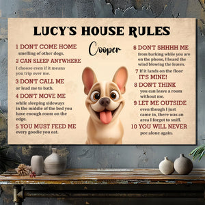 Personalized French Bulldog House Rules Canvas Wall Art – Dog Lover Gift