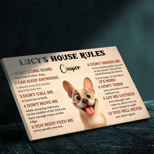 Personalized French Bulldog House Rules Canvas Wall Art – Dog Lover Gift