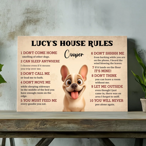Personalized French Bulldog House Rules Canvas Wall Art – Dog Lover Gift