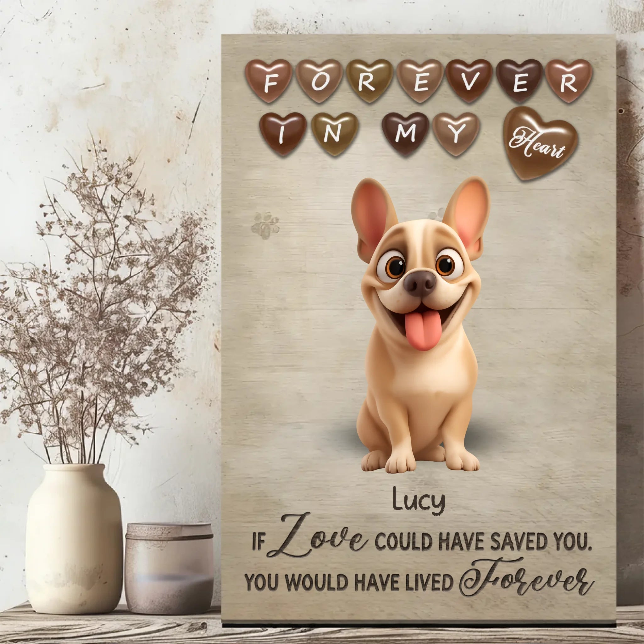 Personalized French Bulldog Memorial Canvas Wall Art – 