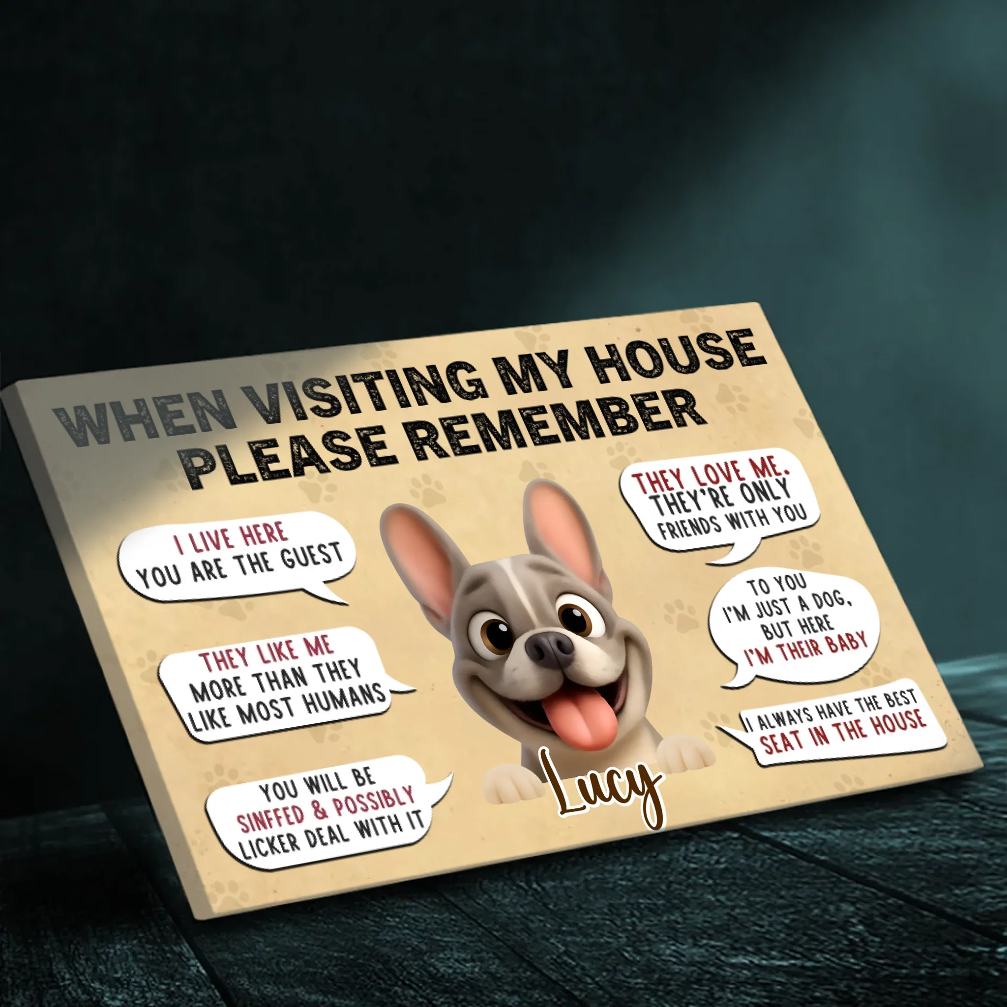 Personalized French Bulldog Funny House Rules Canvas Wall Art – Custom Dog Lover Gift