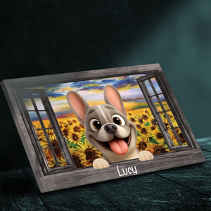 Personalized French Bulldog Window View Canvas Wall Art – Cute Dog Lover Gift Decor