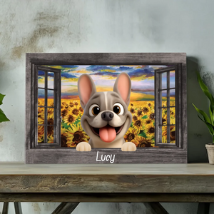 Personalized French Bulldog Window View Canvas Wall Art – Cute Dog Lover Gift Decor