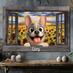 Personalized French Bulldog Window View Canvas Wall Art – Cute Dog Lover Gift Decor