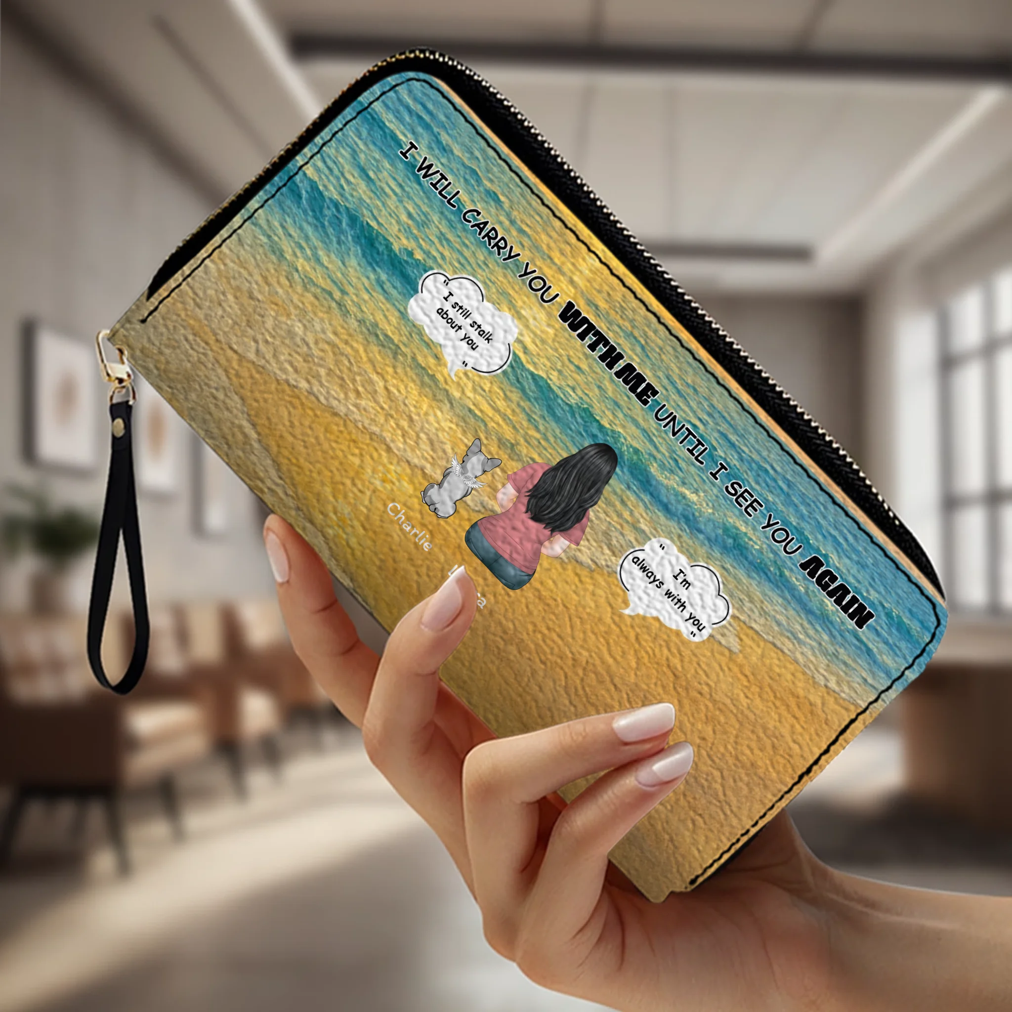 Personalized Frenchie Memorial Wallet - Custom Dog Remembrance Keepsake Gift