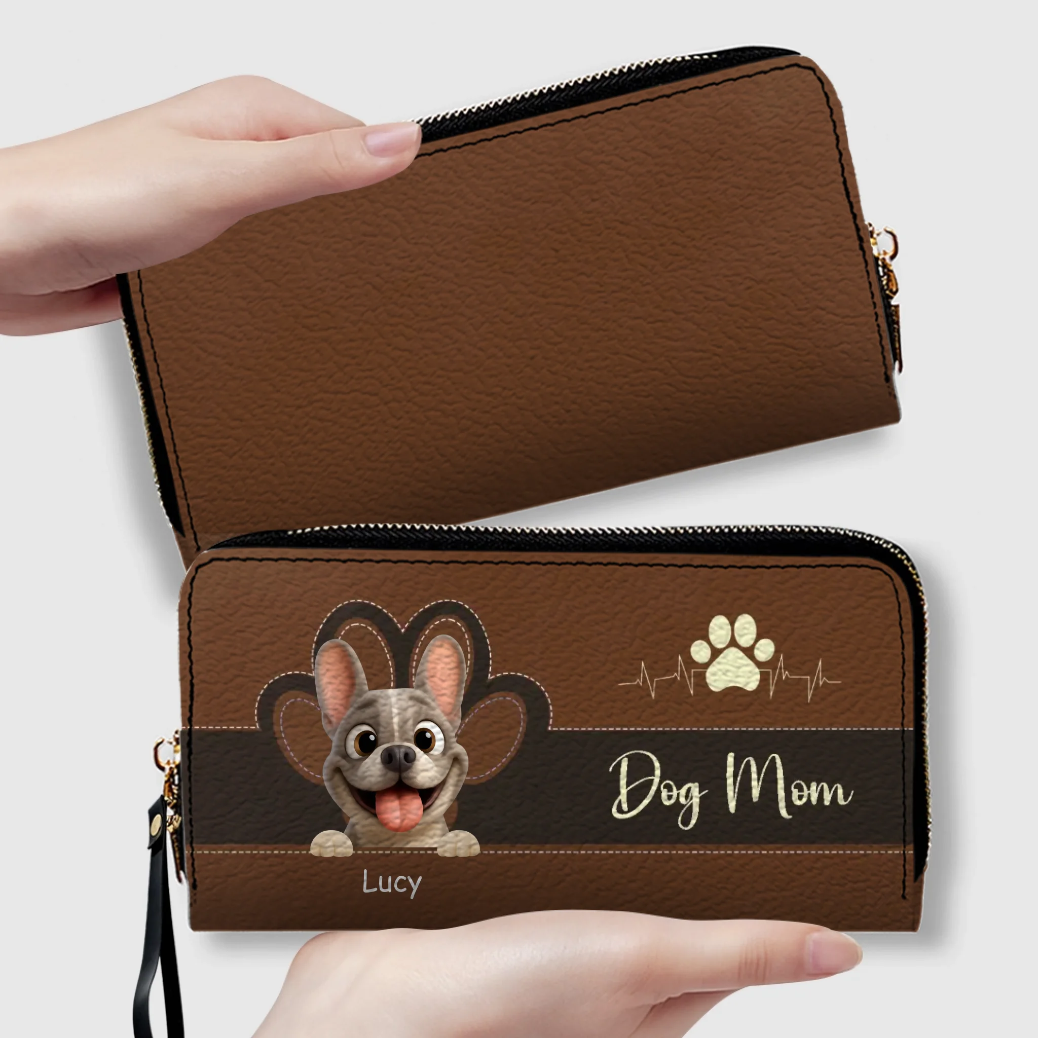 Personalized Dog Mom French Bulldog Wallet - Custom Cute Frenchie Parent