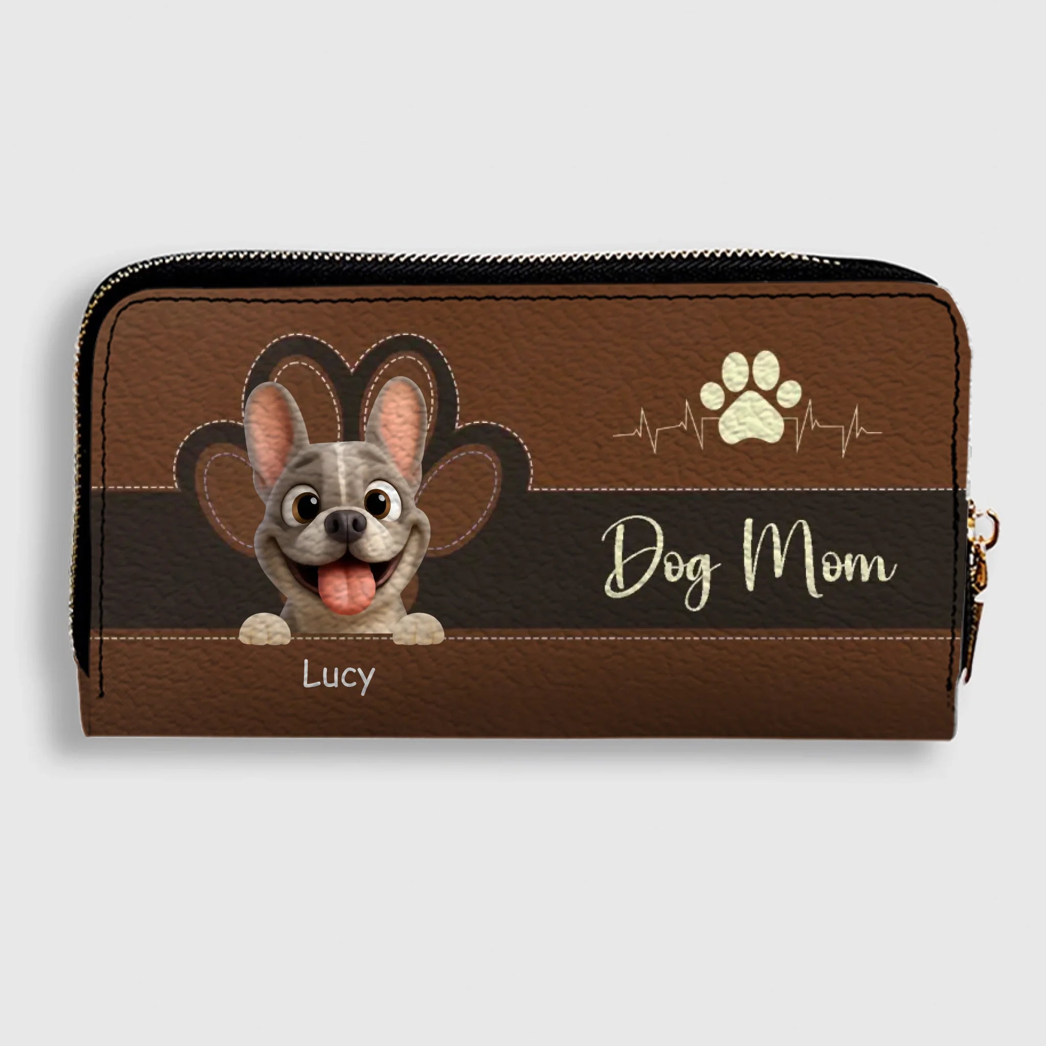 Personalized Dog Mom French Bulldog Wallet - Custom Cute Frenchie Parent