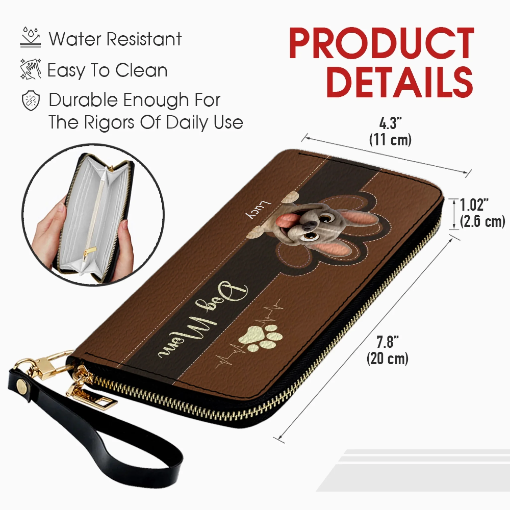 Personalized Dog Mom French Bulldog Wallet - Custom Cute Frenchie Parent