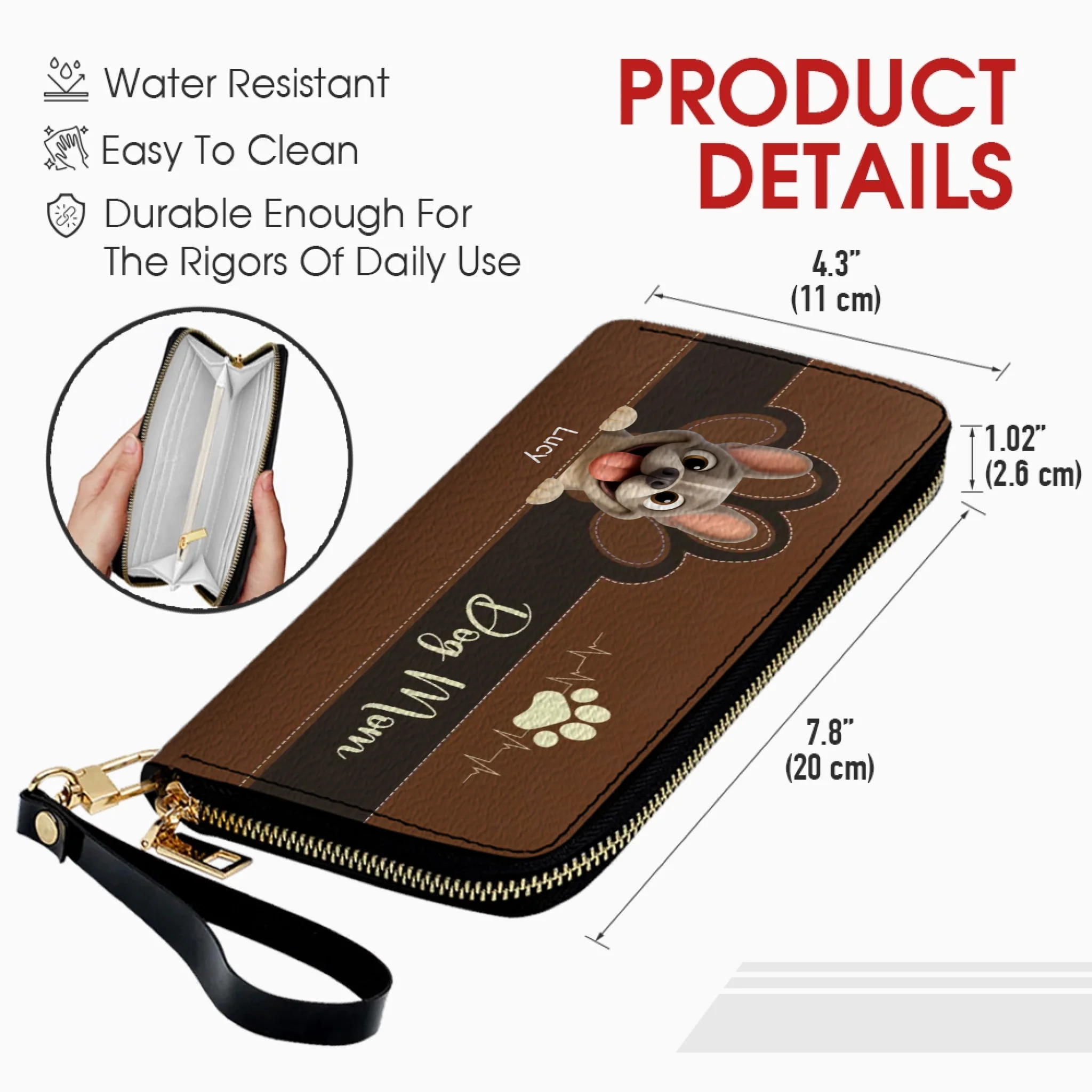 Personalized Dog Mom French Bulldog Wallet - Custom Cute Frenchie Parent