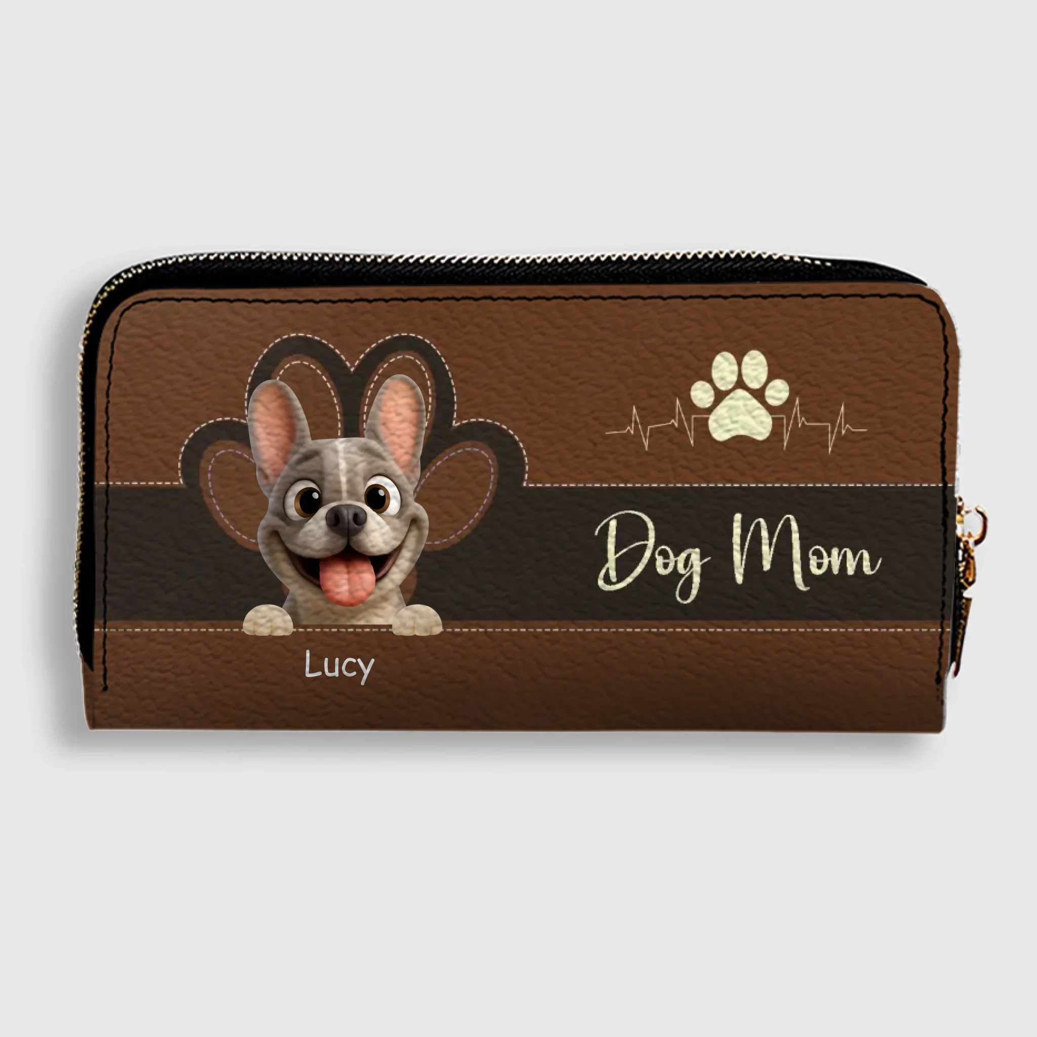 Personalized Dog Mom French Bulldog Wallet - Custom Cute Frenchie Parent