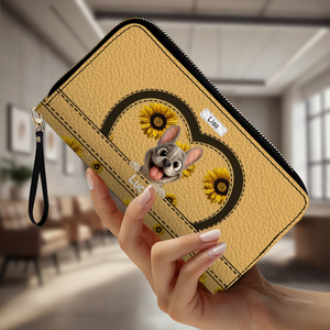 Personalized Sunflower French Bulldog Wallet - Custom Cute Frenchie Gift