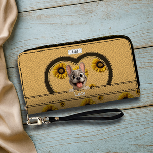 Personalized Sunflower French Bulldog Wallet - Custom Cute Frenchie Gift