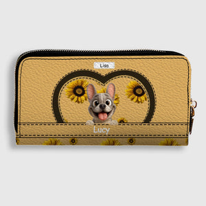 Personalized Sunflower French Bulldog Wallet - Custom Cute Frenchie Gift