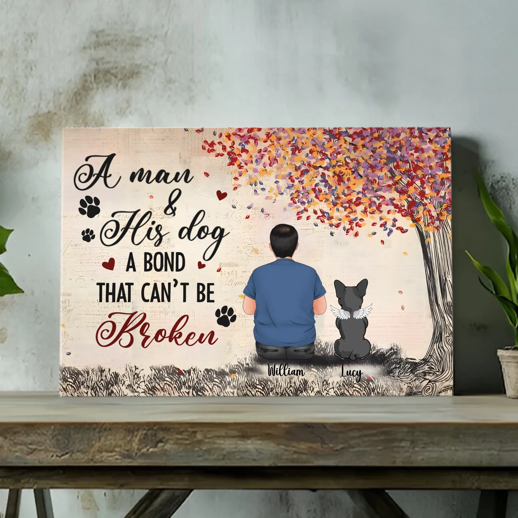 Personalized French Bulldog Memorial Canvas Wall Art – A Bond That Can't Be Broken Gift