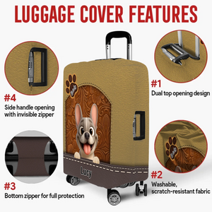 Vintage Floral French Bulldog Luggage Cover – Personalized Suitcase Protector