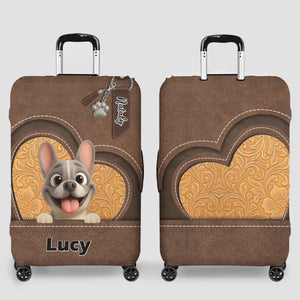 Vintage Heart French Bulldog Luggage Cover – Customized Suitcase Protector