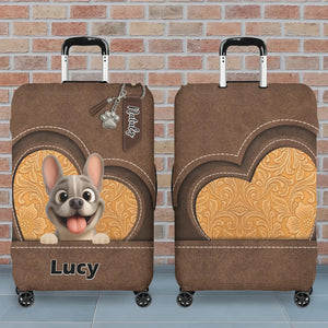 Vintage Heart French Bulldog Luggage Cover – Customized Suitcase Protector