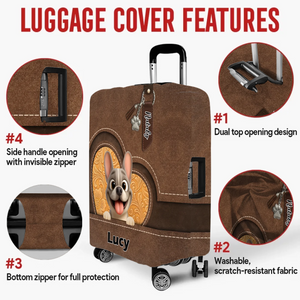 Vintage Heart French Bulldog Luggage Cover – Customized Suitcase Protector
