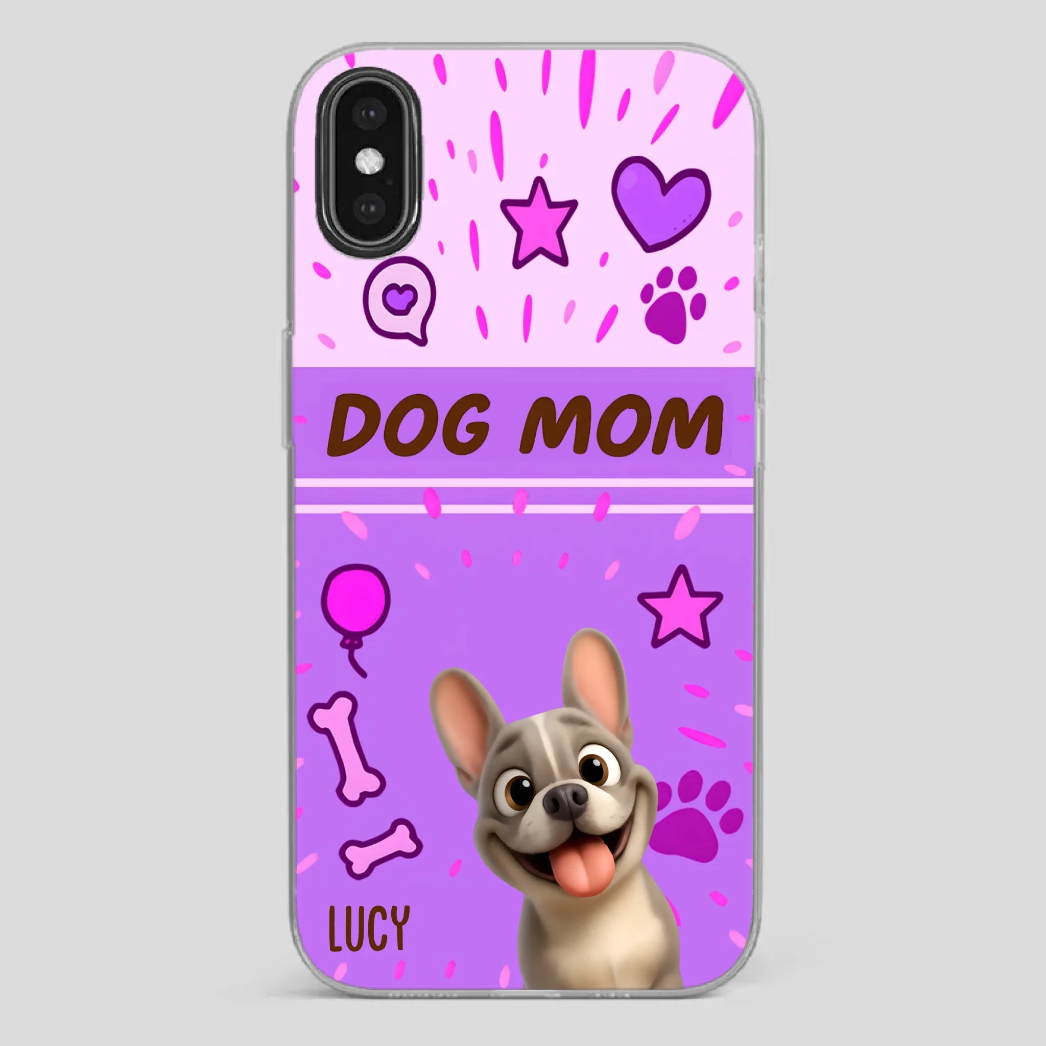 Customized French Bulldog Phone Case – Cute Purple Dog Mom Mobile Cover