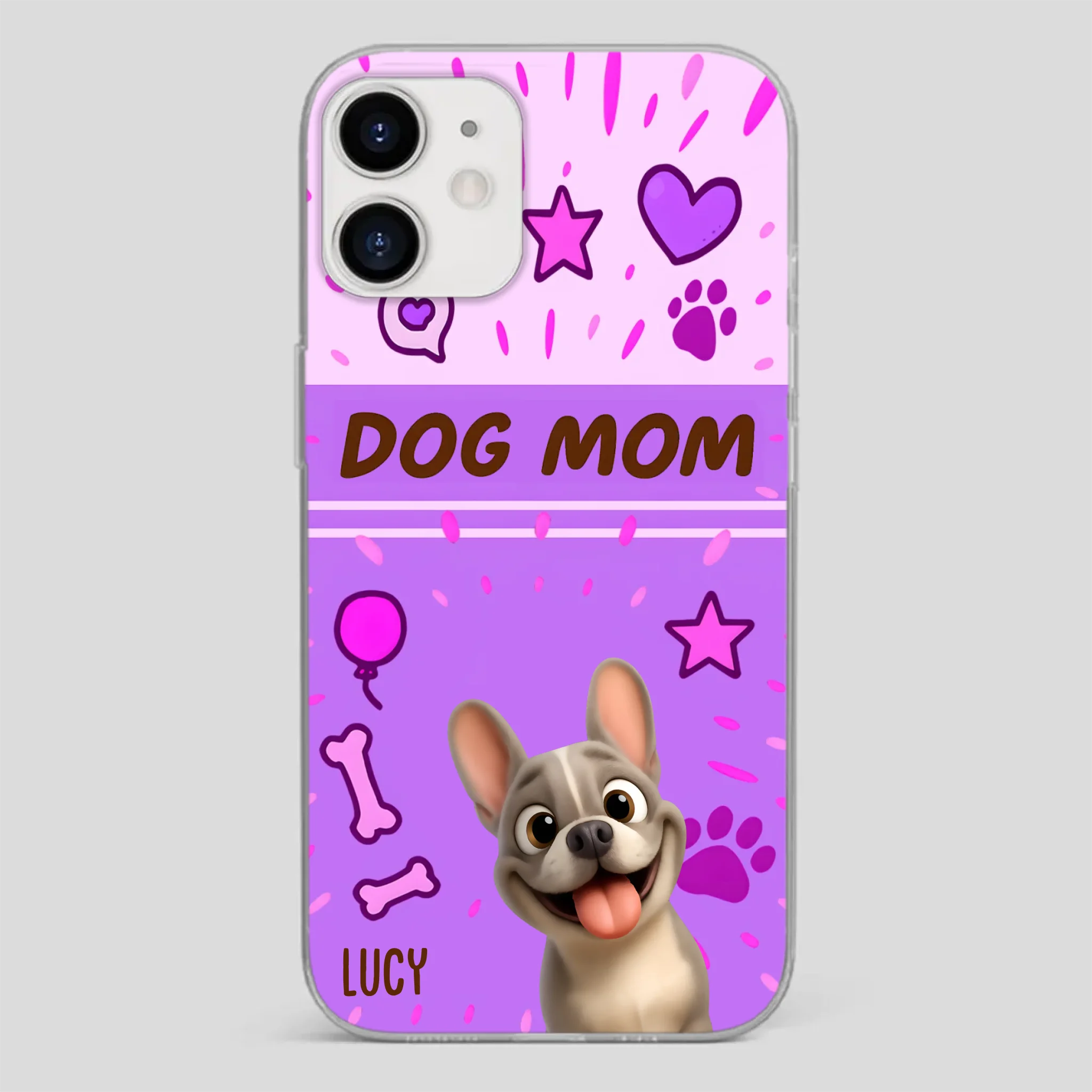 Customized French Bulldog Phone Case – Cute Purple Dog Mom Mobile Cover